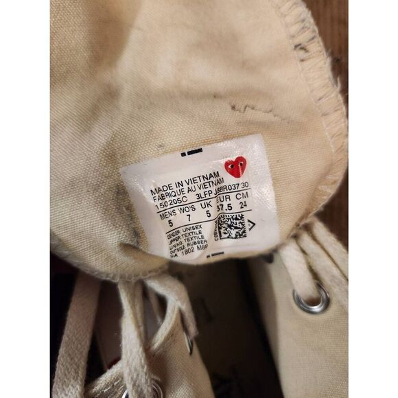 CdG PLAY x Converse Women's Size 7 Chuck Taylor  Peek-A-Boo High Top Sneaker - Picture 3 of 13